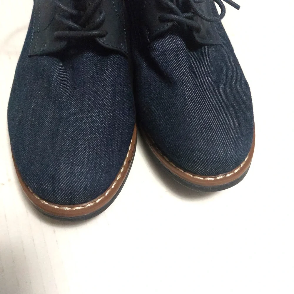 Steve Madden Mens Kids Size 4 Fabric Lace Up Shoes Textile Upper Navy NEW NO BOX
